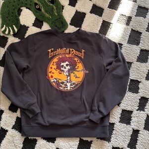 Grateful Dead Retro Bertha Skull Roses Crewneck Sweatshirt Black Womens M Medium